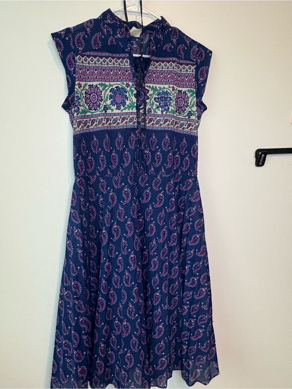 Vintage Paisley Print Midi Dress with Tie Waist by Promises Promises